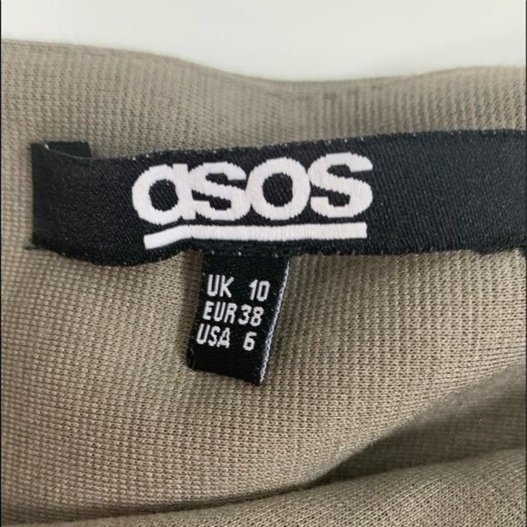 ASOS One Long Sleeve Bodycon Cutout Beige Mini Dress Mobwife Party Size 6 - Picture 4 of 16